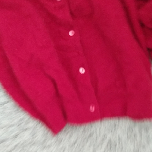 TSE 100% Cashmere Crew Neck Cardigan Sweater Deep Red - Picture 9 of 10